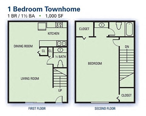 One Bedroom/One and a Half Bathroom